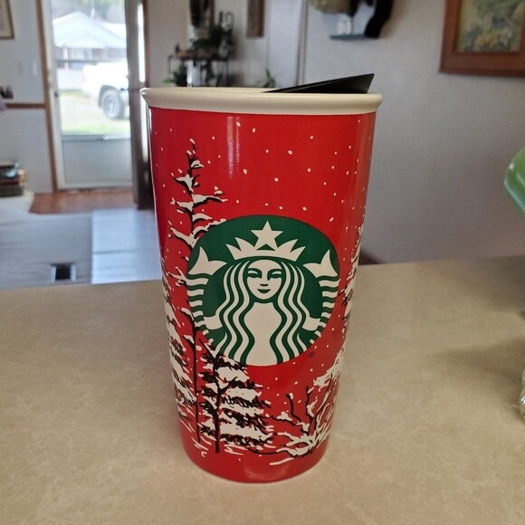 Starbucks Winter Holiday Christmas Tree To-Go 12oz Cup Ceramic Tumbler Mug - Picture 1 of 7